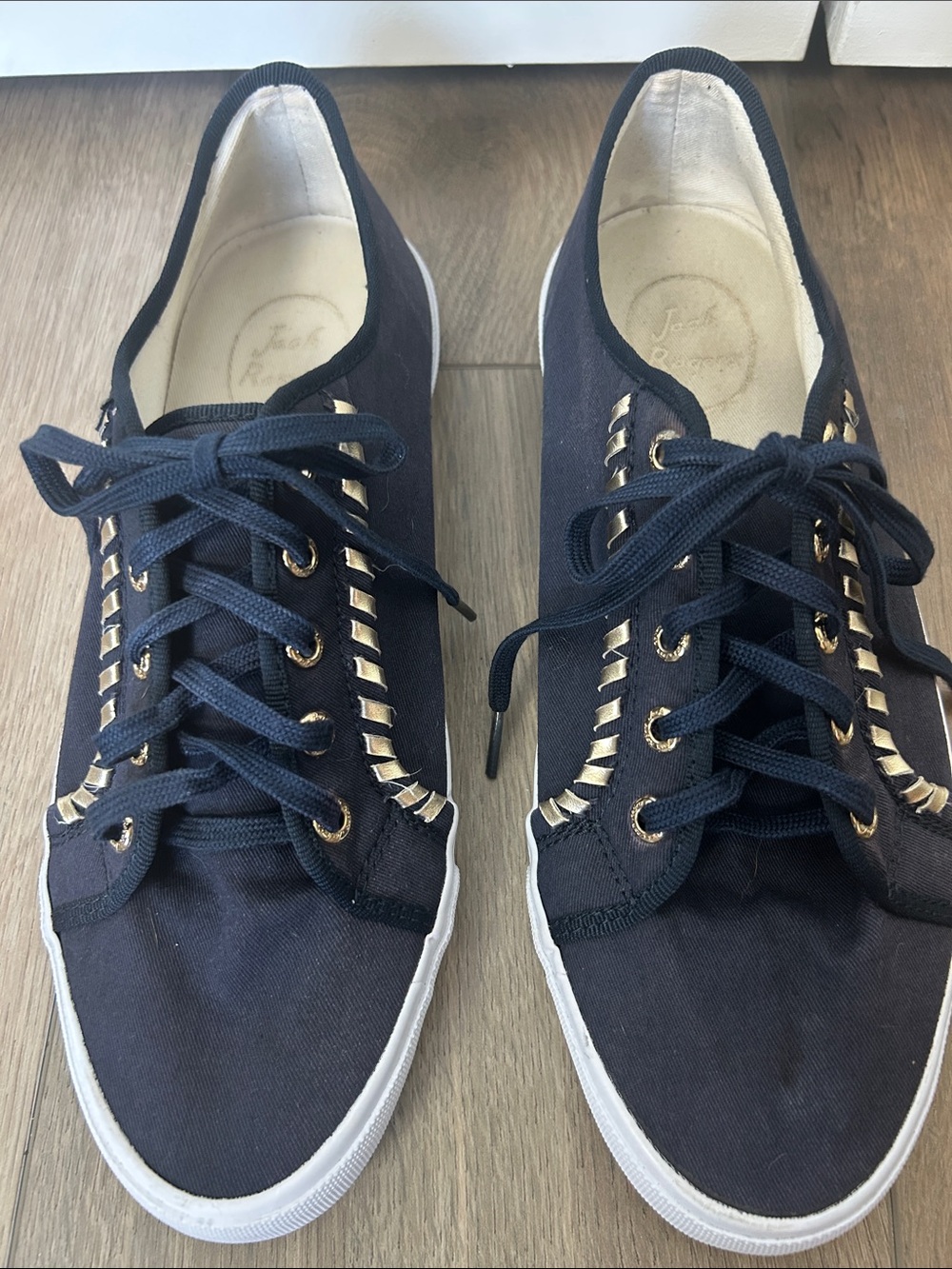 Jack Rogers Navy Canvas Lace-Up Sneakers Size 10